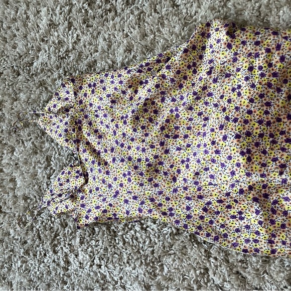 ZARA AW21 RUSHED DRAPED SATIN EFFECT FLORAL DRESS Size SMALL - Picture 10 of 12